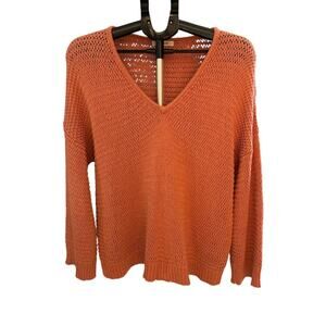 Madewell Orange V-Neck Sweater
